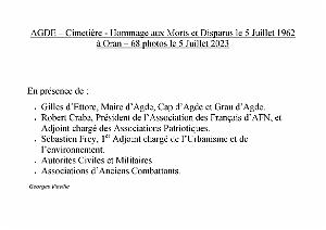 2023 07 05 CAP D AGDE- HOMMAGE AUX MORTS ET DISPARUS DU 5 JUILLET 1962 A ORAN